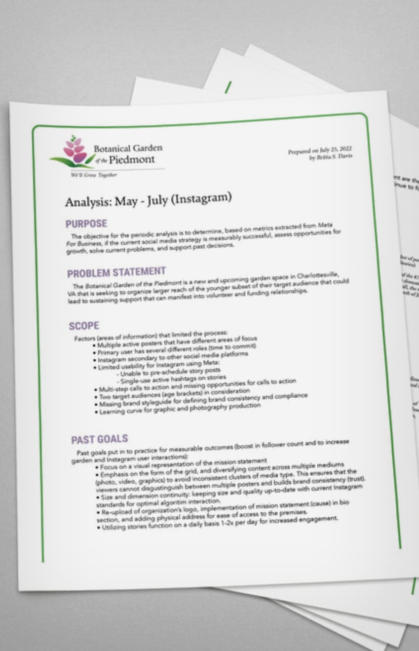 BGP Instagram analytics report — May through July 2022