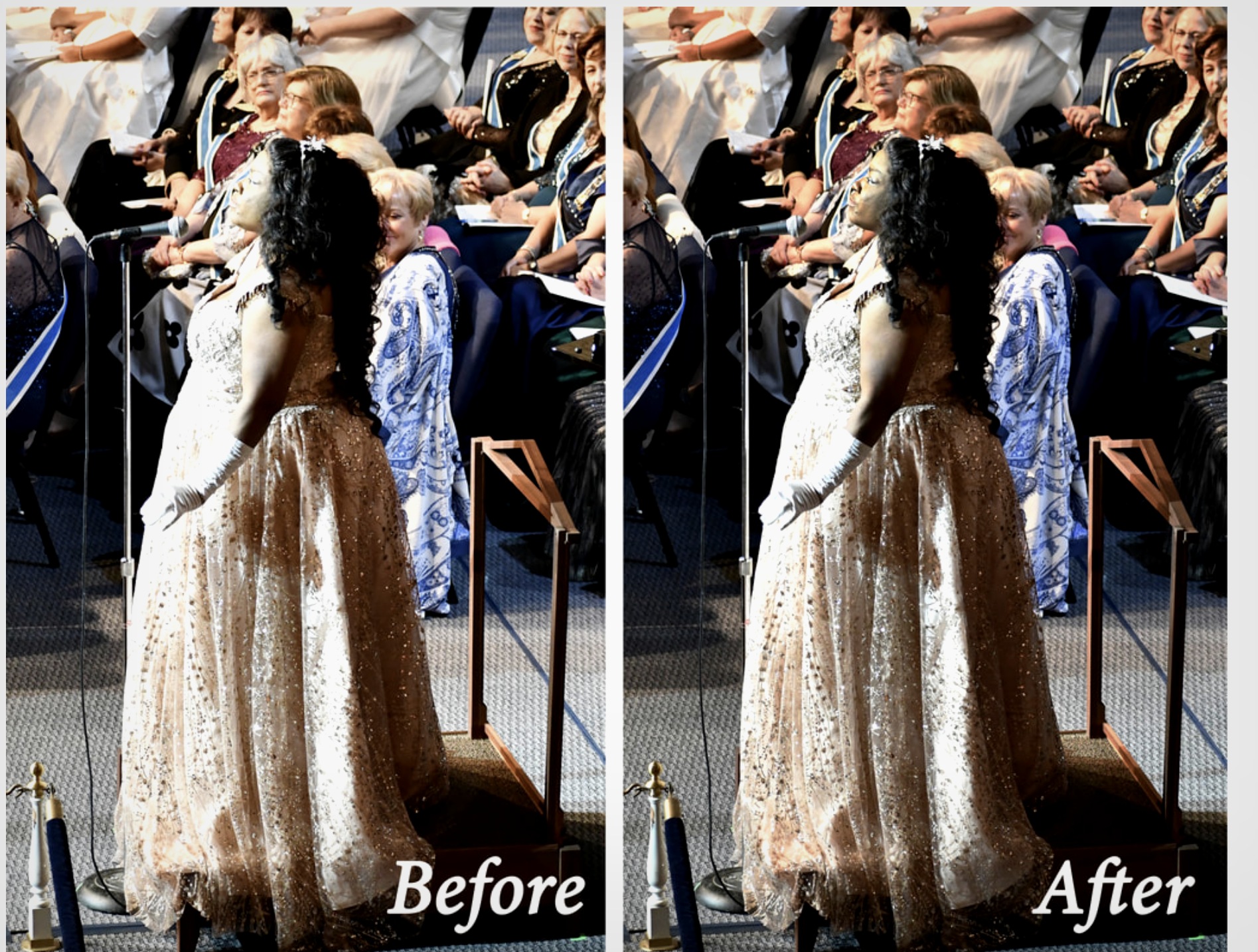 Photo editing before and after — opening night performance