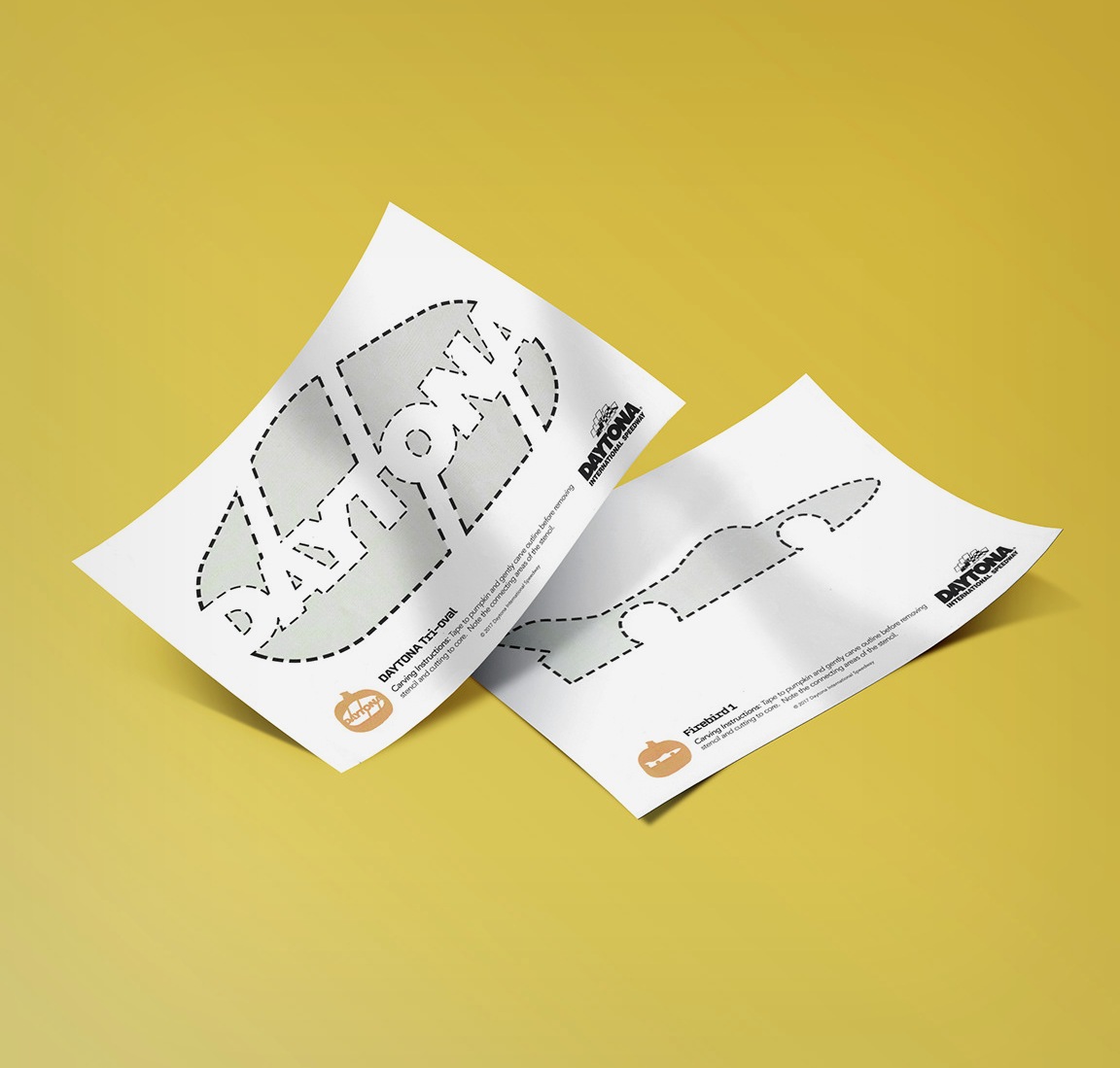 Daytona pumpkin carving stencils — Tri-oval and Firebird