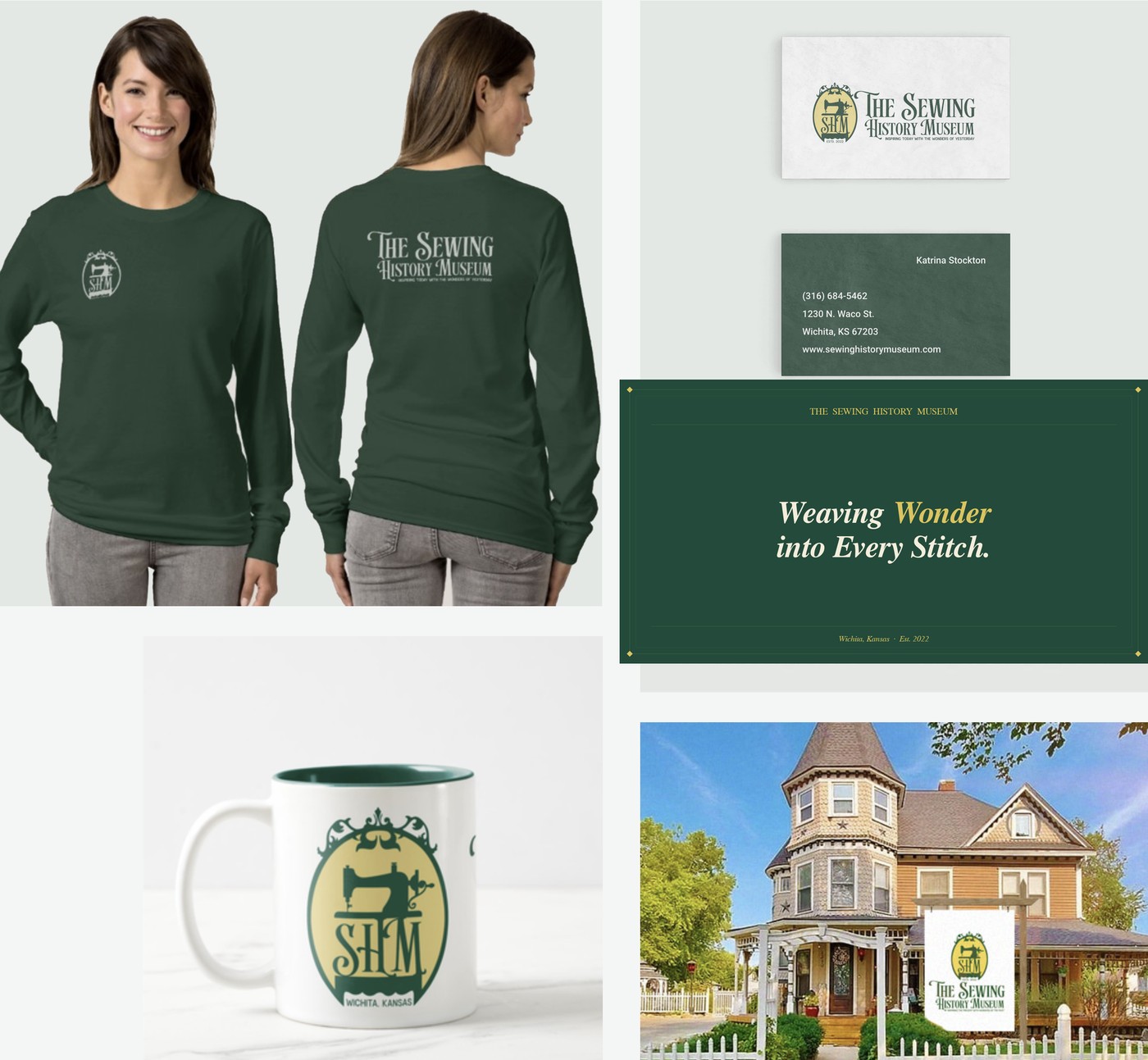 Brand Collateral — shirts, mug, business cards, color swatches